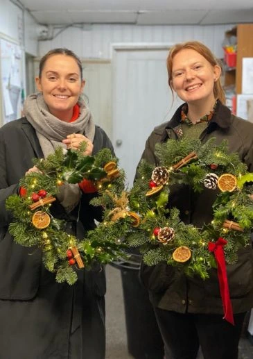 Christmas business wreath workshop for staff